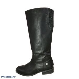 Black wide calf boots